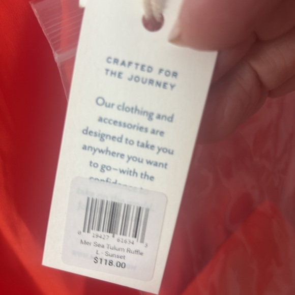 NWT Mersea Tulum Women’s Dress In Sunset. Sz L. 34" long, pit to pit 22" - Picture 6 of 11